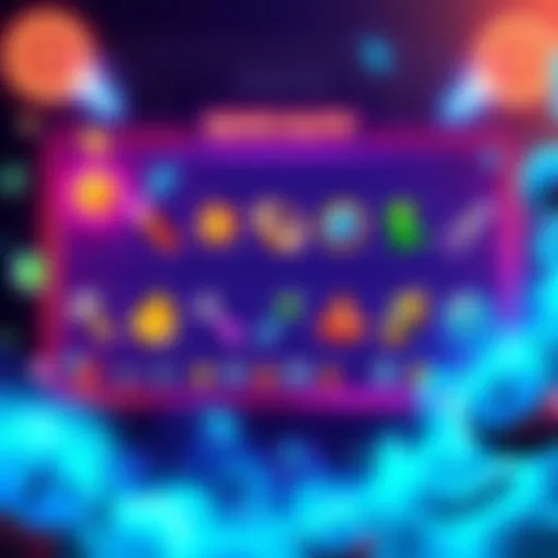 Quick Slot Selections A gaming interface showing various items in a quick slot menu, with colorful icons representing different tools and abilities.