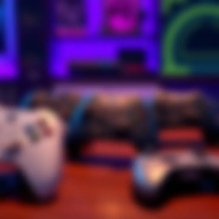 A selection of quiet Xbox controllers displayed on a table, highlighting their sleek designs and muted colors, ideal for gamers seeking a less noisy experience.