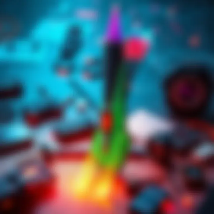 Quiver and Modern Technology A modern quiver symbolizing innovation, featuring a blend of traditional and futuristic designs, surrounded by technological elements like gadgets and blueprints.