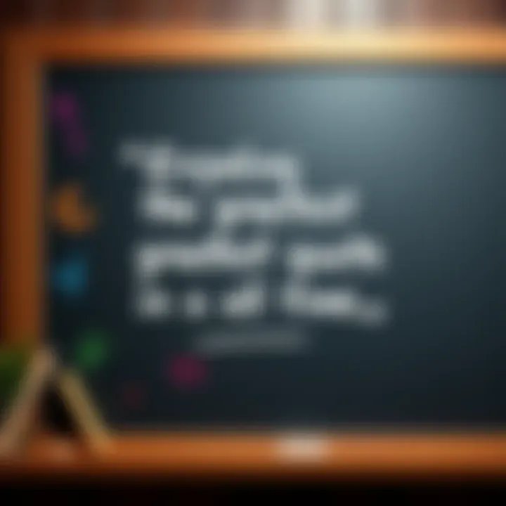 Quote on a chalkboard A chalkboard with a famous quote written in white chalk, surrounded by colorful drawings.