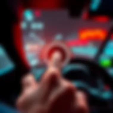 Race Start Audio Button A hand pressing a button to trigger race start audio in a racing simulator