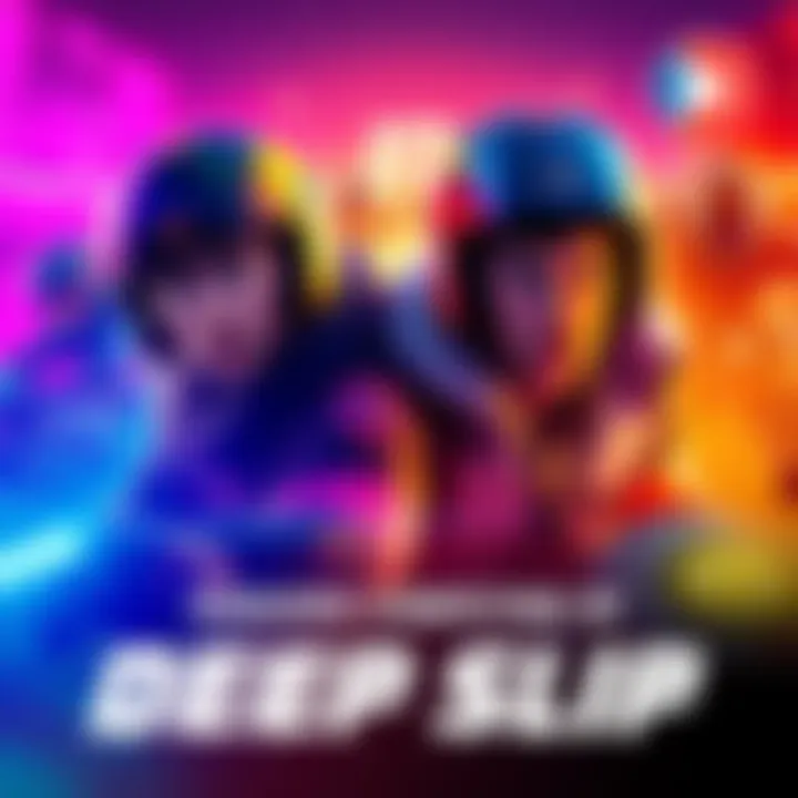 A group of racers in dynamic poses as they compete fiercely in the Deep Slip race, showcasing determination and focus on their faces.