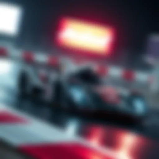 A sleek racing car making a tight turn on a slick penalty surface, showcasing the nosliding technique for speed.