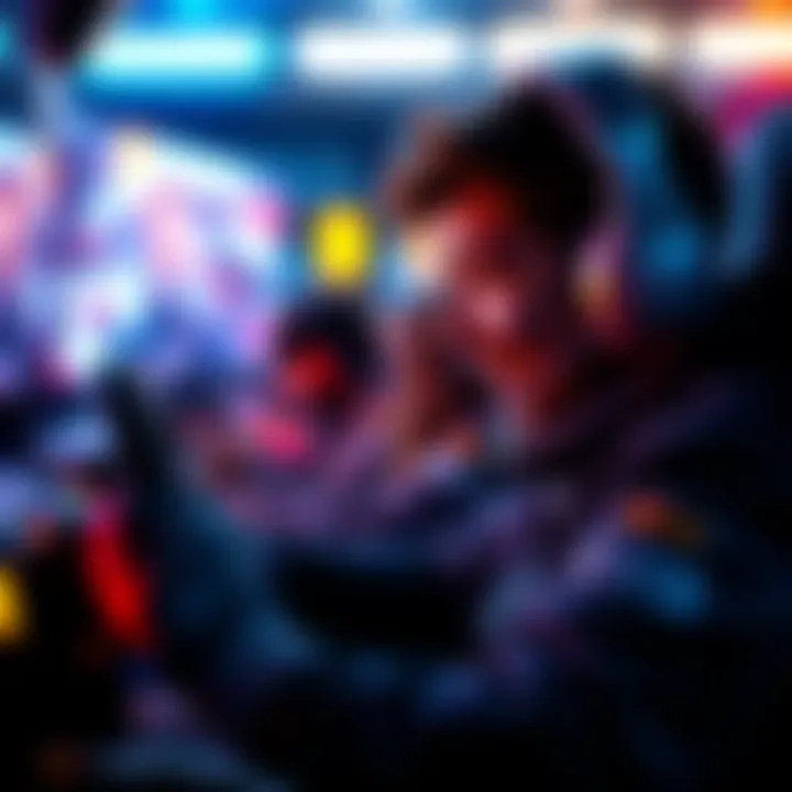 Racing Game Scene A player intensely focused while playing a racing game, showing excitement and immersion.