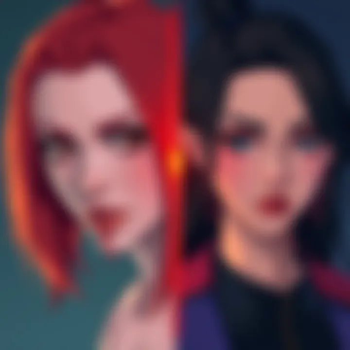 A side-by-side illustration of Radagon and Marika, showcasing their distinct features and contrasting styles, highlighting their connection as one character despite different representations.