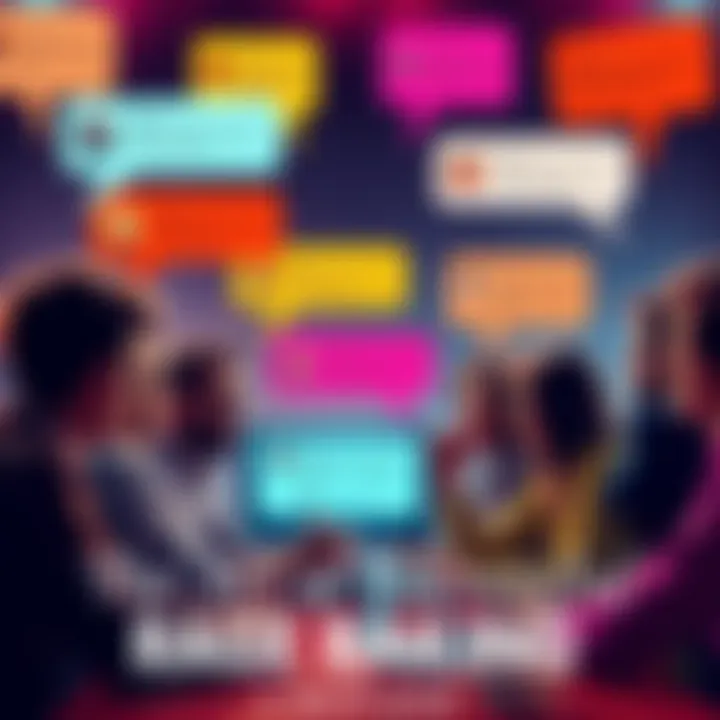 A group of people arguing passionately online, with colorful speech bubbles showing heated comments, representing rage baiting.
