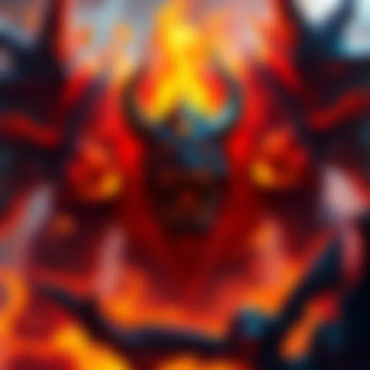 A vivid depiction of Ragnaros, the Great Fire, showcasing his fiery form and intense colors in the artwork.