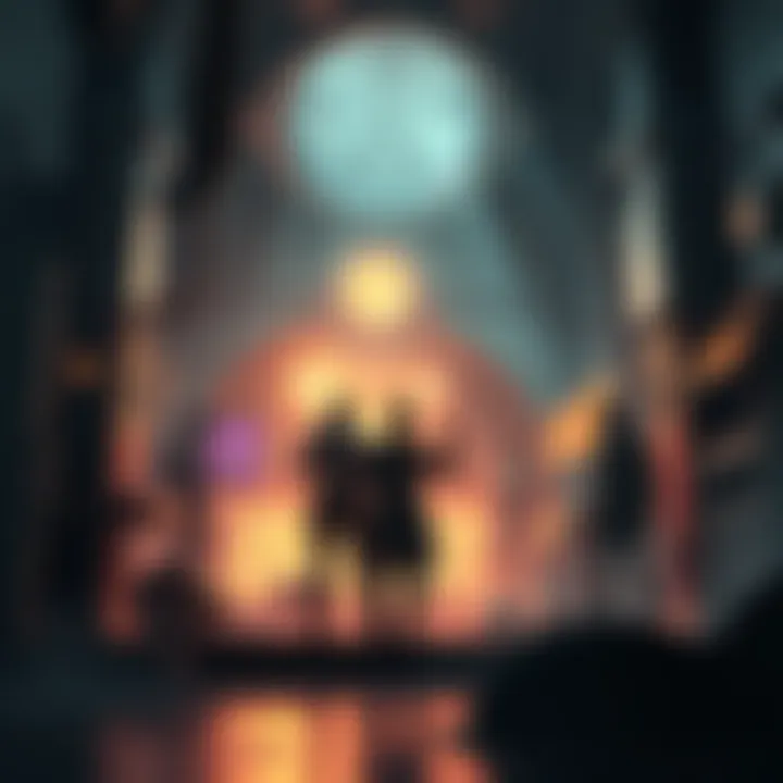 A group of adventurers exploring a dark laboratory, looking for clues about a lost party in a raid.