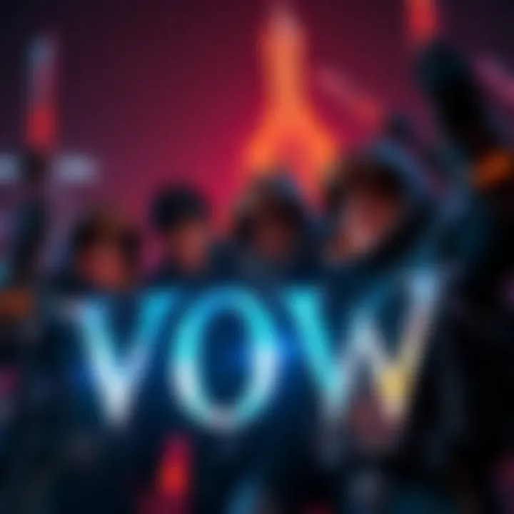 A group of players celebrating after completing the Vow raid, wearing unique gear and smiling with excitement.