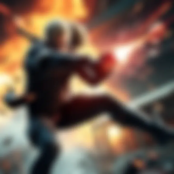 Raiden showcasing his combat skills in Metal Gear Solid 4, featuring dynamic moves in an intense environment