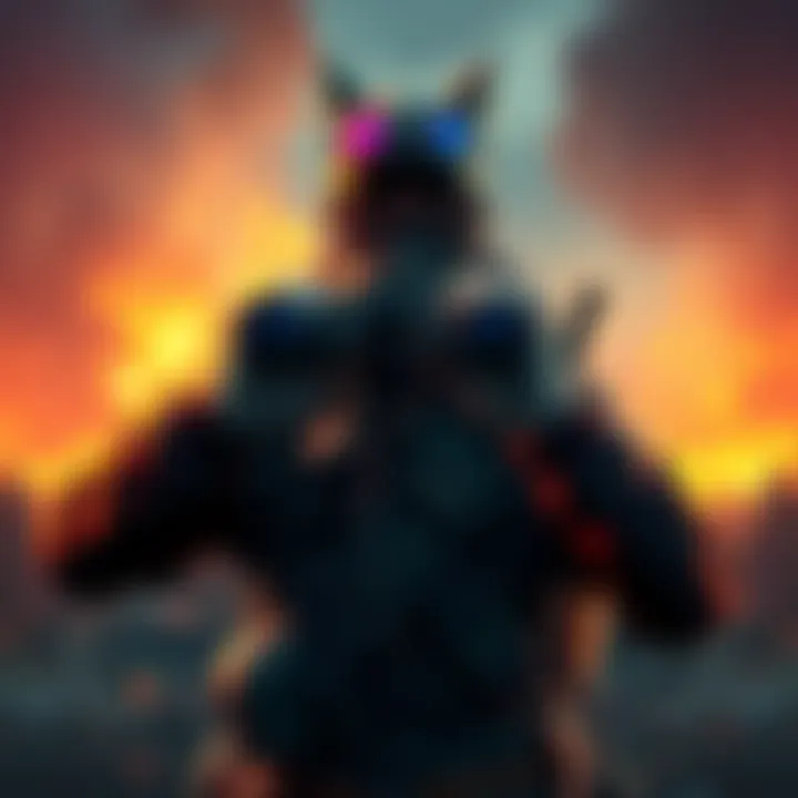 A person in a tactical outfit uses binoculars to scout a dangerous area for potential loot while staying hidden.