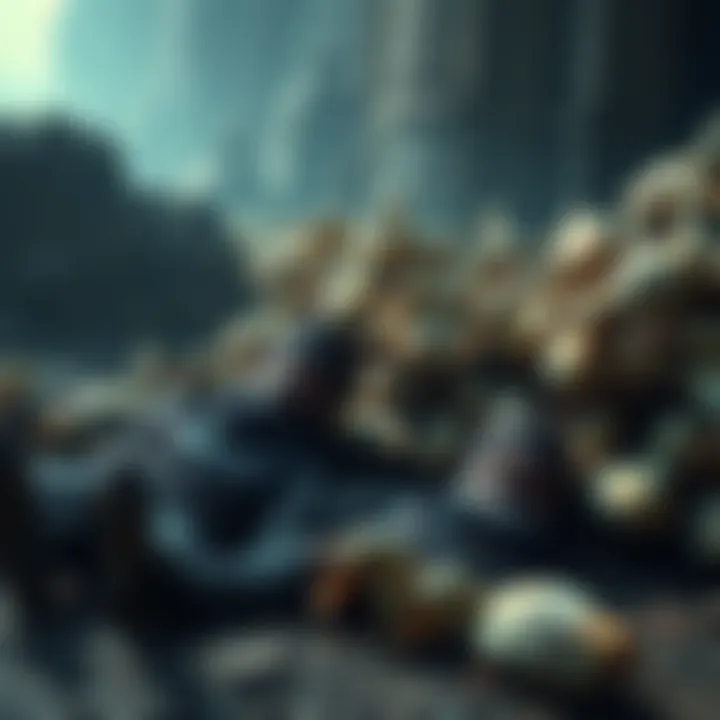 Two dead raiders lying on the ground surrounded by stacks of ducks in Buried City