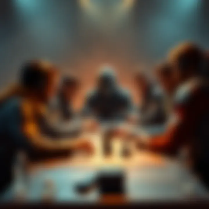 A group of raiders discussing tactics and plans around a table