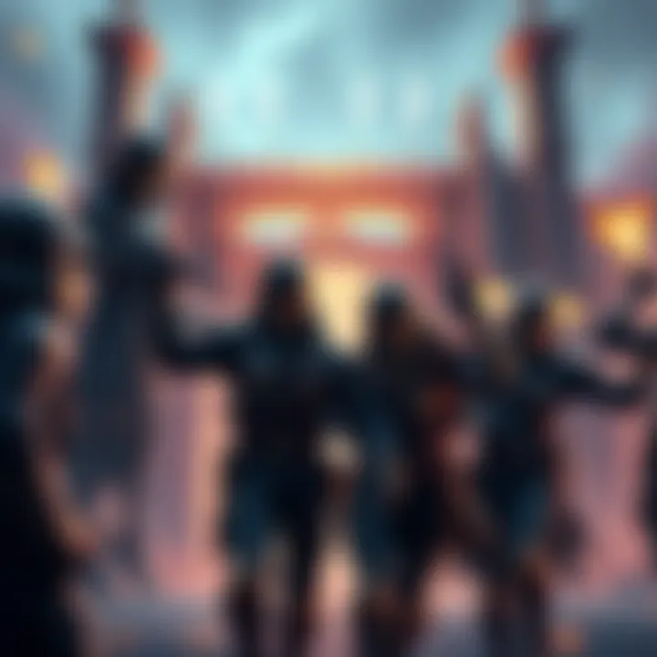 A group of players celebrates a successful raid after unlocking a gate, showcasing teamwork and excitement.