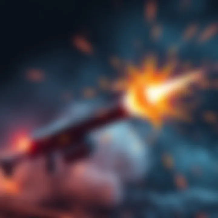 Railgun in Action A thrilling display of a Railgun firing, showcasing its powerful dynamics and impressive mechanics.