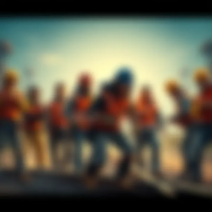 A group of people working together to form a Railjack crew, showing teamwork and collaboration in a dynamic setting.