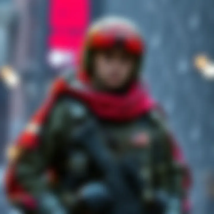 Rain, the favored chaperone for SPECWAR Regiment Red 'GUNDOGS', stands ready in tactical gear, showcasing a 3D render of military assignment preparations.