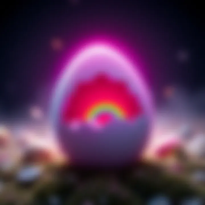 A colorful rainbow icon appearing after an egg hatching in the Stories game