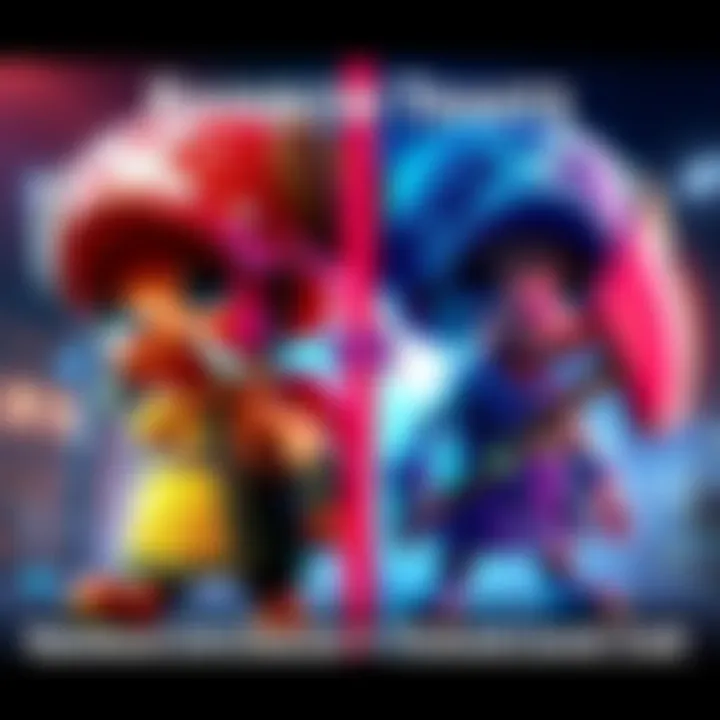 Side-by-side view of rainbow crit chance trait and rainbow pickaxe level trait applied to Chopper in a game setting