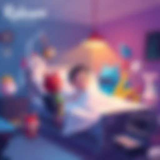 A colorful pixel art scene inspired by the game Rakuen, featuring a boy in a hospital bed surrounded by whimsical characters.