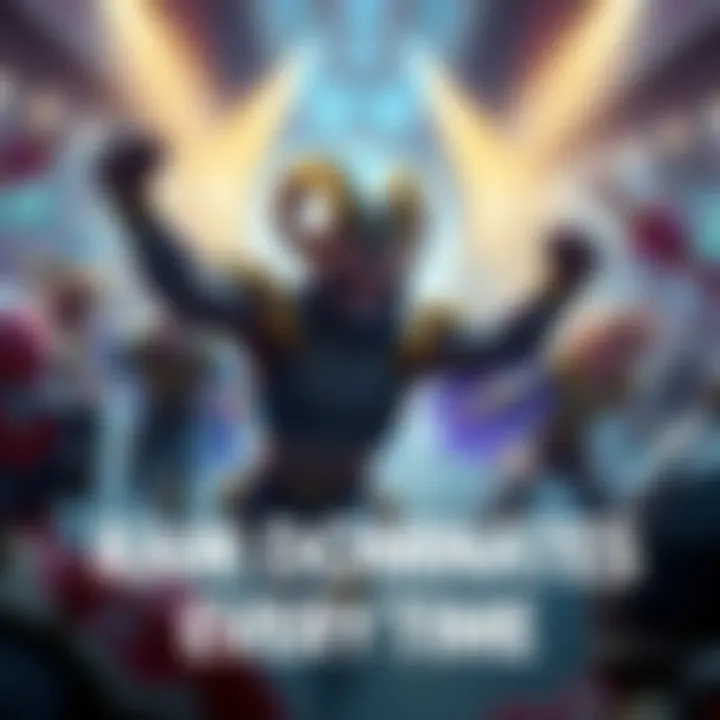 A gaming scene showing Ram celebrating a victory over Domina in a competitive match, showcasing the action and excitement of the game.