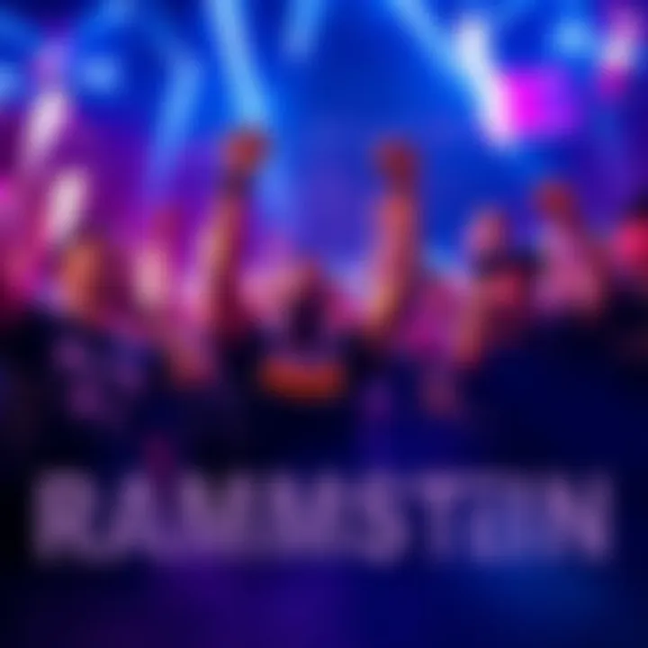 A group of Rammstein fans, known as Pikers, showing excitement and dancing at a concert, celebrating the band's latest work.