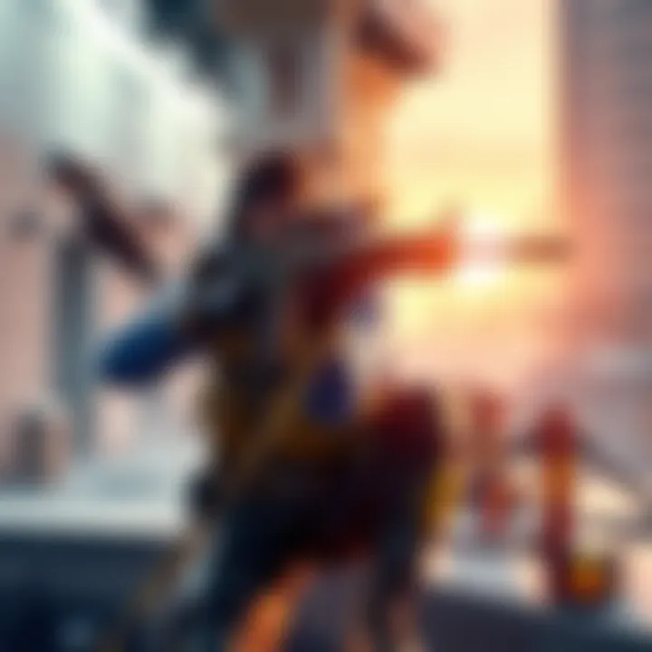 A character holding a Charge Rifle and a Sentinel in a long-range shooting position, focused and ready to aim, surrounded by a dynamic gaming environment.