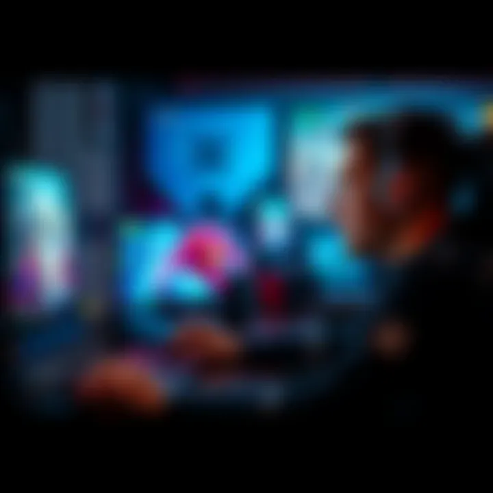 Ramzes contemplating Dota gameplay Ramzes sits at a gaming setup, looking thoughtful about joining TI qualifiers, with a Dota game on the screen.