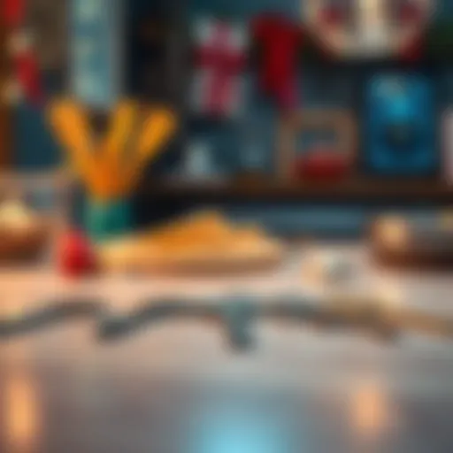 Five keys laid out on a table with a festive background, symbolizing a random selection process, with a cooking theme present.