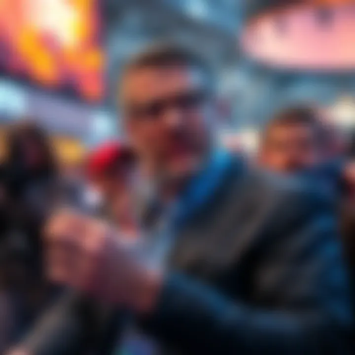 Randy Pitchford speaking at a gaming event about the $80 price for BL4, with fans reacting in the background