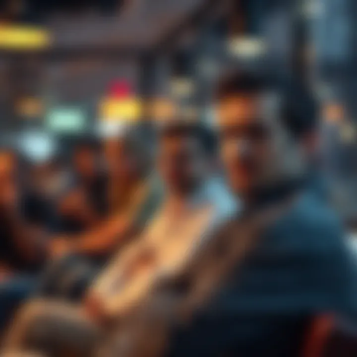 A man with a dismissive expression, sitting alone while others engage happily nearby