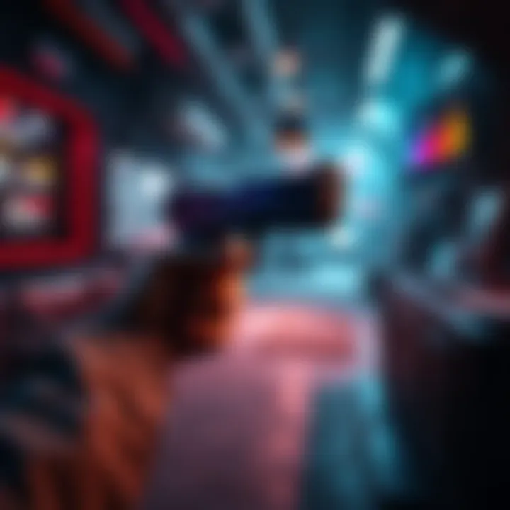 A player aiming with a pistol in a video game environment, showcasing ranged combat and customization options.