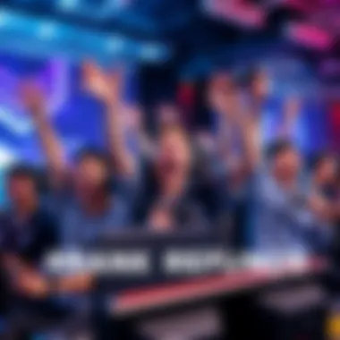 A group of happy gamers celebrating rank refunds after being affected by cheaters, holding controllers and cheering in a gaming setup.