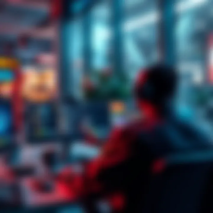 A player looking at in-game Ranked Details on a screen in an office setting