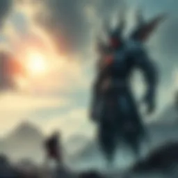 Ranni's Empyrean and the Tarnished Comparison of Ranni's Empyrean form towering over the Tarnished character, showcasing their size difference in a game setting.
