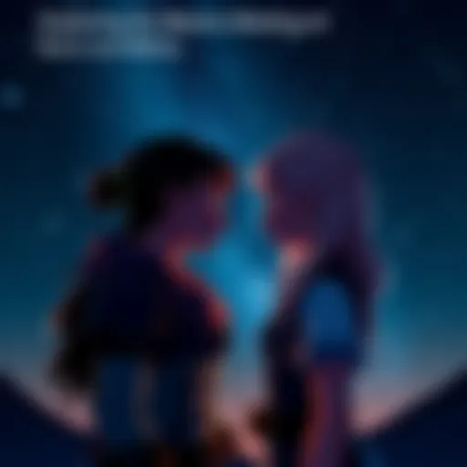 Ranni and Melina stand face to face in a starry setting, both looking surprised and curious about each other.