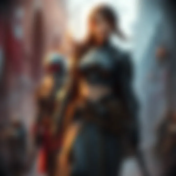 Rapi as the game heroine Rapi stands confidently, showcasing her strength and determination as the true heroine of the game, with the commander by her side.