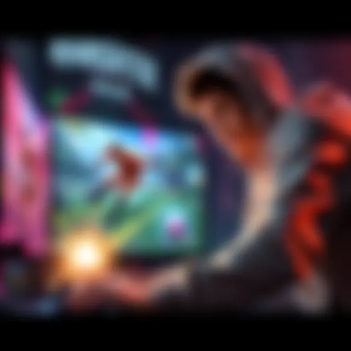 High school student RapMonster executing a surprising move during a gaming match, with the screen showing the game action and Zain in the background