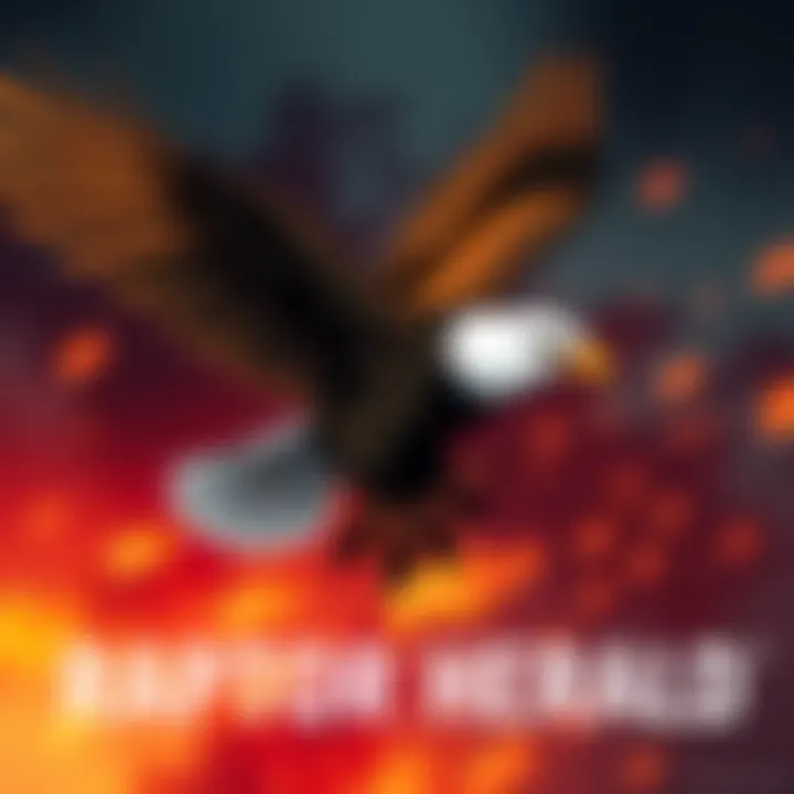 A stylized eagle in flight with a bold Raptor Herald logo underneath, representing urgent news and independent journalism.