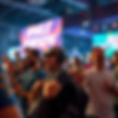 A group of excited fans discussing sightings of Forsen at a gaming event, capturing their enthusiasm and reactions.