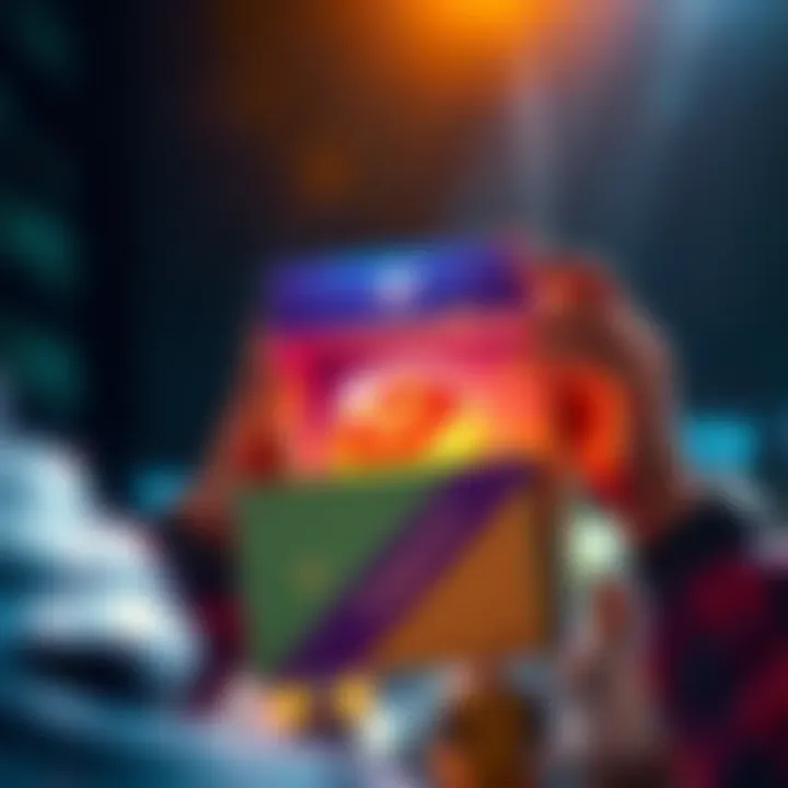 A person excitedly opens a loot box, revealing a shiny rare skin inside.