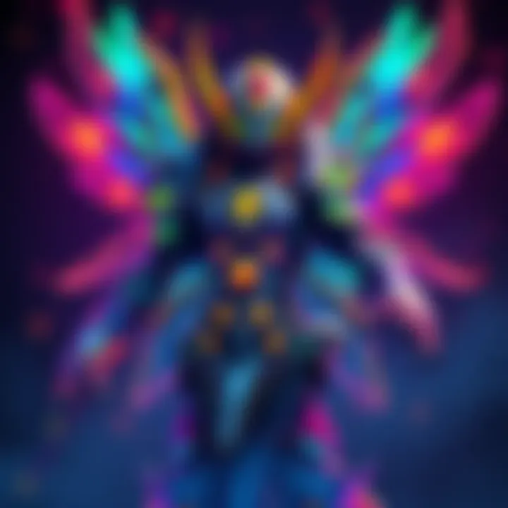 A detailed view of the most rare sym skin featuring vibrant colors and unique designs, attracting gamers' attention in 2025.