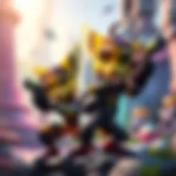 Ratchet and Clank explore a vibrant world filled with colorful graphics and creative weapons.