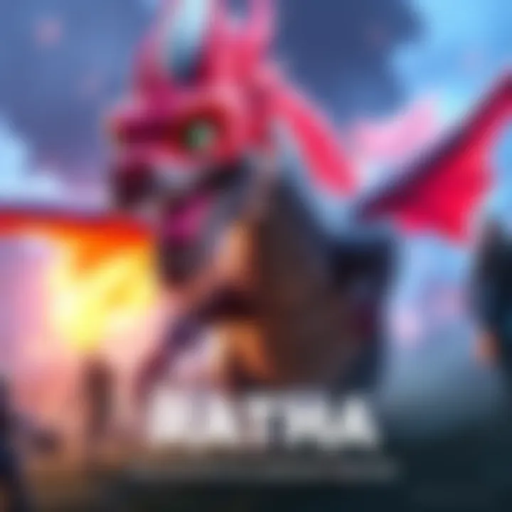 Ratha, the dragon partner, showcases his new skyscale appearance while interacting with players in a vibrant game setting
