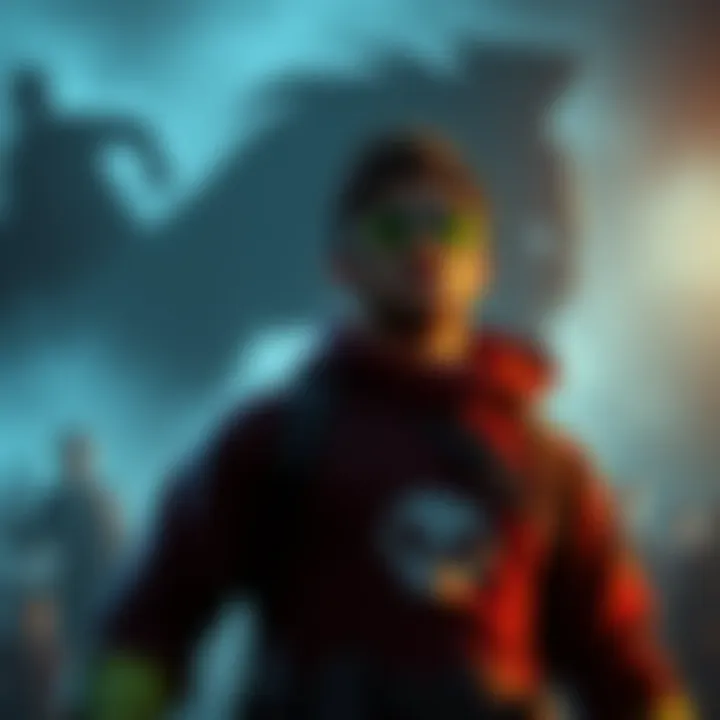 Ratko, a determined player, stands confidently while ignoring shadows of rival competitors looming behind him, representing his underestimation of their strength.