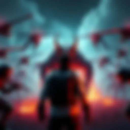 Player character facing the Rattler boss in a tense battle, surrounded by aggressive enemies in an open area.