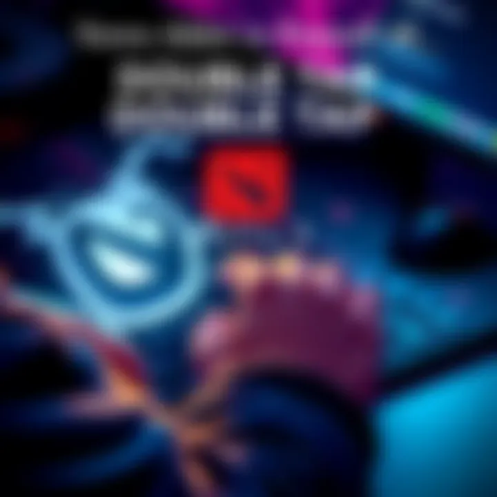 Ravage Ability Double Tap Concept Illustration of a gamer using a keyboard with the Dota 2 logo and a highlighted Ravage ability, showing a double tap action