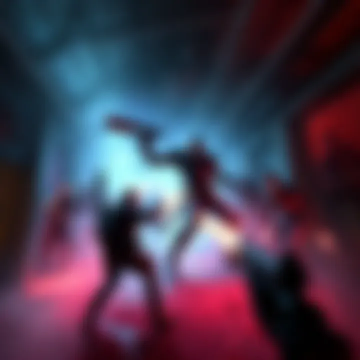 A player fighting the Ravager Revenant in the Quarantine Corridor, surrounded by zombies and using melee weapons