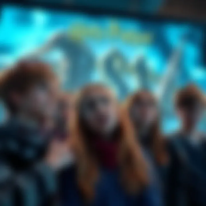 A group of Ravenclaw students looking frustrated with Hogwarts Legacy game on a screen behind them