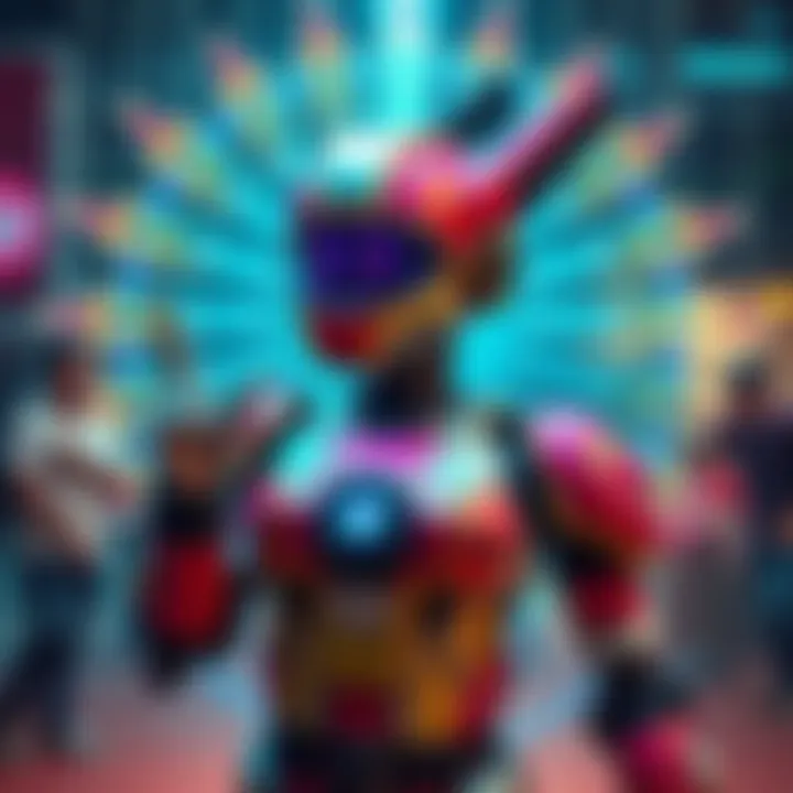 Ray shows off her colorful new Robo-ray Form in a lively art event by WeirdClover, showcasing creativity and fun.